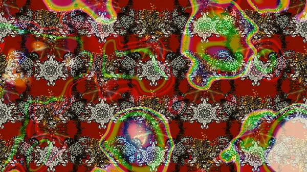 Renkli Bahar Teması eskiz kalıbı. Düz Çiçek Elementleri Tasarımı. Çiçekler kırmızı, kahverengi ve gri renklerde. Çiçekle çizim deseni.