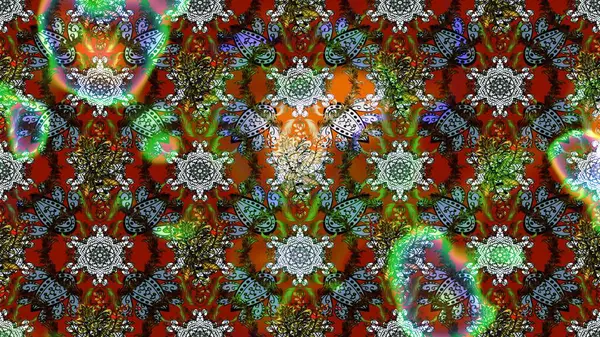 Renkli Bahar Teması eskiz kalıbı. Düz Çiçek Elementleri Tasarımı. Sevimli çiçek raster deseni. Çiçekler kahverengi, yeşil ve gri renklerde.