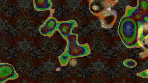 Küçük çiçekteki sevimli çiçek deseni. Raster illüstrasyonu. Kahverengi, gri ve yeşil renkte çiçekler.