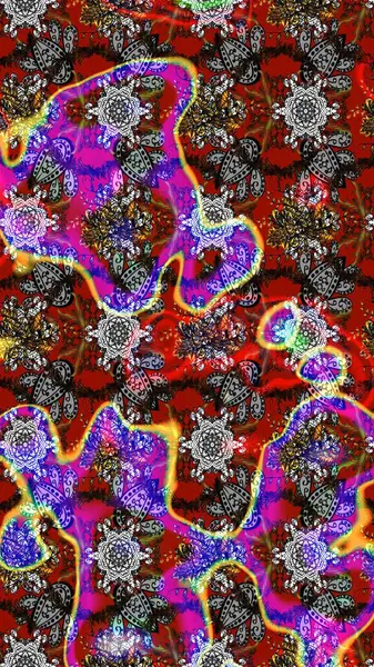 Gri, kırmızı ve kahverengi renkte yaz çiçekleri. Küçük çiçekteki sevimli çiçek deseni. Raster deseni. Raster illüstrasyonu.