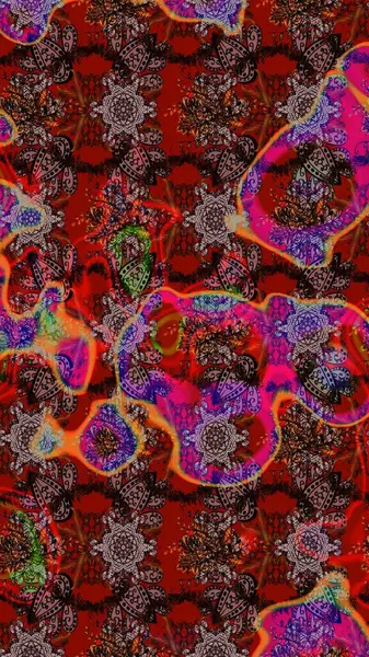 Kahverengi, kırmızı ve siyah renkte çiçekler. Raster illüstrasyonundaki çiçek desenli çizim. Renkli Bahar Teması eskiz kalıbı. Düz Çiçek Elementleri Tasarımı.