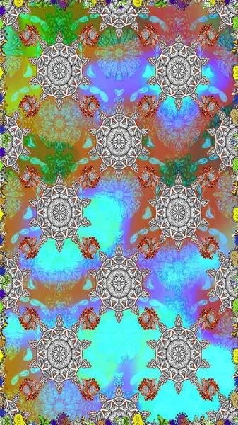 El yapımı çiçek ve bitki koleksiyonu. Raster illüstrasyonu. Robot resim tarzı mavi ve gri renkler. Şirin karalama çiçekleri olan kusursuz çiçek desenleri. Raster illüstrasyonu.