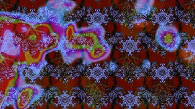 Küçük kahverengi, kırmızı ve menekşe çiçekli oldukça eski bir besin torbası deseni. Tekstil, kumaş, kapaklar, duvar kağıtları, baskı, paket, koleksiyon defteri, örgü, dekupaj için çiçek arkaplanı..