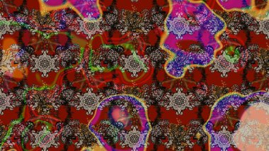 Renkli Bahar Teması eskiz kalıbı. Düz Çiçek Elementleri Tasarımı. Raster illüstrasyonu. Taslak desenli, modaya uygun kumaş deseni. Şirin çiçek elementleri..