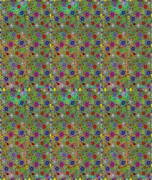 Raster illüstrasyonunda kusursuz çiçek deseni. Yeşil renkte çiçekler.