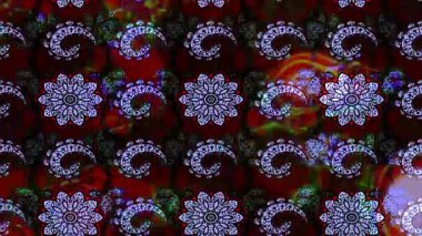 Renkli unsurlarla hareketli arka plan görüntüleri. Çiçekler. Eski model. Bayrak tarzı. Video kaydı. Şablon. Döngü. Kusursuz.. 