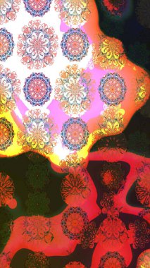 Çiçek arkaplan. Gri renkli şirin tekstil tarzında. Çiçek duvar kâğıdı. Raster illüstrasyonu. Renkli çizim deseni.