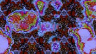 Renkli Bahar Teması eskiz kalıbı. Süslü kumaş deseni. Raster illüstrasyonundaki çiçek desenli çizim. Düz Çiçek Elementleri Tasarımı.