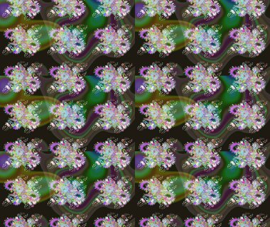 Kumaş desenli papatya çiçeği detayı. Yeşil renkte çiçekler.