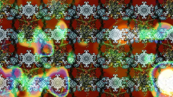 Halk tarzı. Parlak renkli çiçekleri ve kahverengi, yeşil ve gri renkte yaprakları olan harika bir çiçek deseni. Moda baskıları için zarif bir şablon. Modern çiçek arkaplanı.