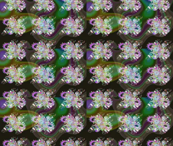 Kumaş desenli papatya çiçeği detayı. Yeşil renkte çiçekler.