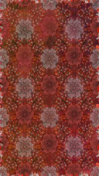 Kahverengi ve kırmızı renkte çiçekler. Tişörtsüz arka plan deseni. Tropik çiçekler.