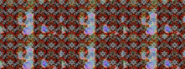 Düz Çiçek Elementleri Tasarımı. Renkli Bahar Teması eskiz kalıbı. Asya tekstil tarzında. Raster illüstrasyonu. Çiçek desenli çizim. Gri, kahverengi ve kırmızı renkte çiçekler.