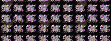 Renkli Bahar Temalı Kusursuz Arkaplan. Siyah ve mor renkli şirin çiçek desenleri. Düz Çiçek Elementleri Tasarımı. Raster Modaya uygun kumaş deseni.