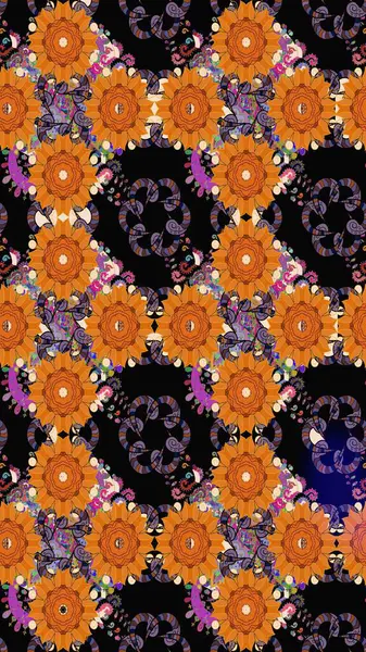 Renkli Bahar Teması eskiz kalıbı. Raster. Düz Çiçek Elementleri Tasarımı.