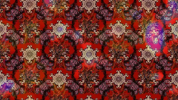 El çizimi. Çiçekli, yapraklı, çiçek desenli eskiz. Raster illüstrasyonu.