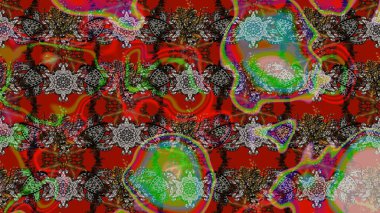 Raster düz çiçek çizim deseni. Hediye ambalaj kağıdı, tebrik kartları, posterler ve pankart tasarımı. Çiçekler kırmızı, kahverengi ve gri renklerde.