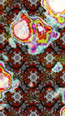 Raster illüstrasyonu. Gri, kahverengi ve nötr renklerde bahar çiçekleri. Raster çiçek desenli ve çiçekli..