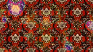 Renkli Bahar Teması eskiz kalıbı. Düz Çiçek Elementleri Tasarımı. Kahverengi, kırmızı ve bej renkli çiçek buketi suluboya. Raster illüstrasyonu.