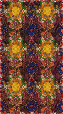 Raster illüstrasyonu. Kahverengi ve turuncu renklerde. Anti-stres için Raster soyut şablon sayfası.