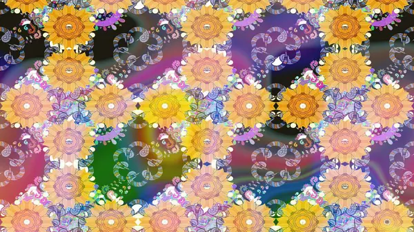 Raster illüstrasyonu. 3D çiçekler, eskiz. Bej renklerde.