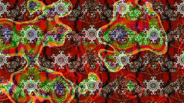 Moda baskısı, albüm, ambalaj kağıdı ve duvar kağıdı için zarif dekoratif süslemeler. Küçük çiçekli basit bir çiçek çizimi. Kahverengi, kırmızı ve yeşil renklerde şirin çiçekler. Raster illüstrasyonu.