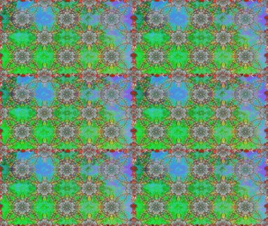 Yeşil ve mavi renkte çiçekler. Raster düz çiçekleri pürüzsüz desen. Tasarım hediye paketi, tebrik kartları, posterler ve afiş tasarımı.