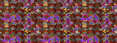 Soyut etnik raster çizim kalıbı. Kabile sanatı boho baskısı, klasik çiçek arkaplanı. Arkaplan dokusu, duvar kağıdı, çiçek teması gri, kırmızı ve kahverengi.