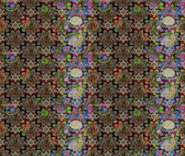 Üzerinde gelincikler ve vadi zambakları olan renkli çiçek desenli nakış deseni. Tekstil tasarımı için gri renkli geleneksel halk çiçekleri buketi.