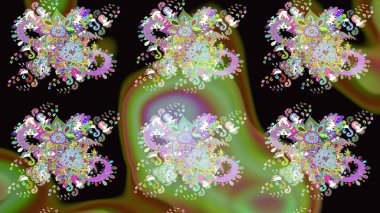 Siyah renkli etnik çiçeklerle süslenmiş zarif bir eskiz şekli. Raster Çiçek İllüstrasyon Şirin Tekstil.