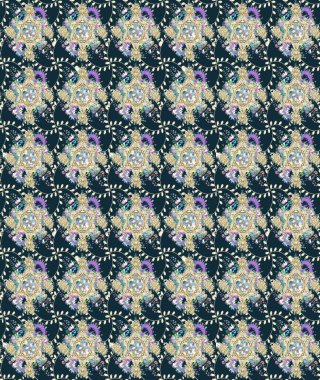 Üst manzara, yumuşak stil. Mavi renkte manzaralı çiçek deseni. Çiçek kompozisyonu, el boyası, hassas şablon. Sevgililer günü ve tebrik kartı konsepti için şık bir davet.