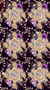 Şirin çiçek elementleri. Raster illüstrasyonu. Renkli Bahar Teması eskiz kalıbı. Düz Çiçek Elementleri Tasarımı. Çizim deseni Modaya uygun kumaş deseni.