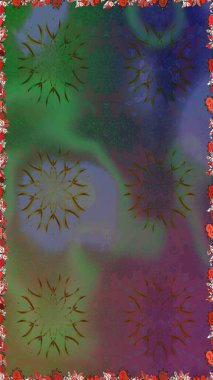 Raster illüstrasyonunda kusursuz çiçek deseni. Suluboya tarzında yeşil ve kahverengi renkte çiçekler.