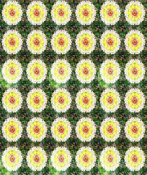 Nazikçe, güzel çiçek arkaplanı. Yeşil ve sarı renkli çiçekler. Raster çiçek desenli ve çiçekli..