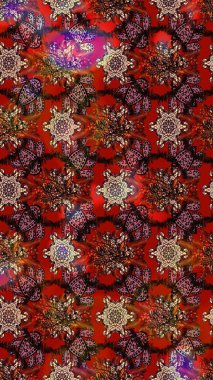 Raster illüstrasyonu. El çizimi. Çiçekli, yapraklı, çiçek desenli çizim..