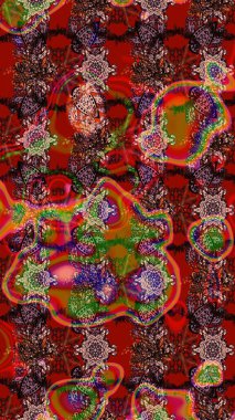 Manzaralı çiçek deseni. Sevgililer günü ve tebrik kartı konsepti için şık bir davetiye. Üst manzara, yumuşak kahverengi, kırmızı ve pembe renkli. Çiçek kompozisyonu, el boyası, hassas şablon..