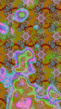 Raster. Güzel suluboya çiçekler, parlak boya ilham verici yeşil ve pembe çiçek desenli eskiz arka plan.