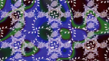 Süslü kumaş deseni. Renkli Bahar Teması eskiz kalıbı. Raster illüstrasyonundaki çiçek desenli çizim. Düz Çiçek Elementleri Tasarımı.