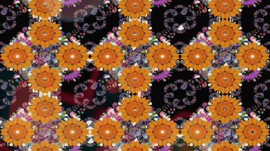 Turuncu renkli çiçekler. Raster illüstrasyonu. Şirin çiçek elementleri. Çizim.