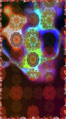 Modern stil dokusu. Çiçek desenli raster, kahverengi ve gri çizgi grafik deseni soyut raster arkaplan.