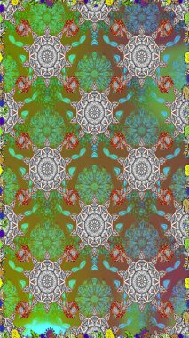 Çiçekler yeşile. Kusursuz bir arka plan modeli. Suluboya, elle çizilmiş. Raster stoku.