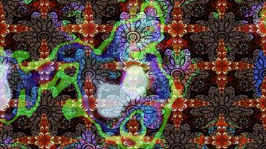 Asya tekstil tarzında. Raster illüstrasyonu. Kahverengi renkli çiçekler. Çiçek desenli çizim. Raster illüstrasyonu.