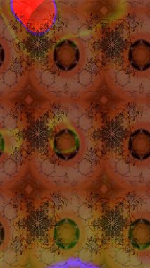 Çiçekler. Vadinin çiçekleri kahverengi renklerde. Soyut etnik raster çizim kalıbı.