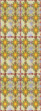 Renkli Yaz Temalı Kusursuz Arkaplan. Raster Illustrasyon 'da moda olmayan çiçek deseni. Düz Çiçek Elementleri Tasarımı. Güzel kumaş deseni.