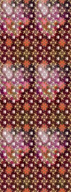 Raster illüstrasyonu. Tropik çiçek desenleri. Kahverengi ve mor renkte çiçekler.