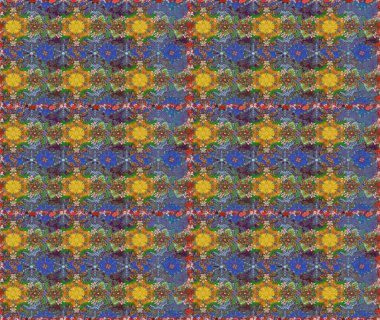 Raster illüstrasyonu. Çiçekli güzel suluboya desen. Kahverengi ve mavi renklerde.