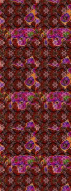 Kahverengi, kırmızı ve siyah renkler suluboya tarzında. Raster illüstrasyonu. Küçük çiçekli bahar deseni çiz.