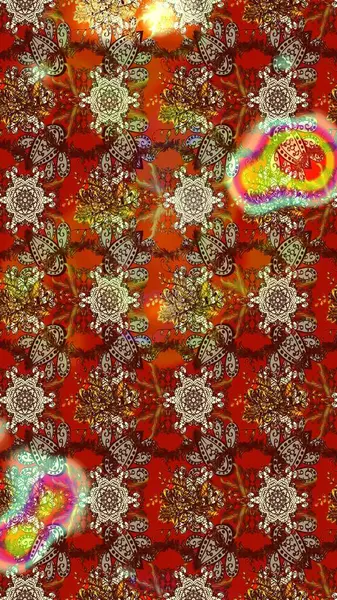 Kahverengi, kırmızı ve bej renkli çiçekler. Raster illüstrasyonu. Çizim çiçek deseni duvar kağıdı için kullanılabilir.