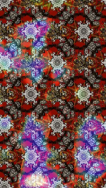 Kahverengi, gri ve kırmızı renkte çiçekler. El çizimi çiçekli soyut çizim kalıbı. Raster illüstrasyonu.