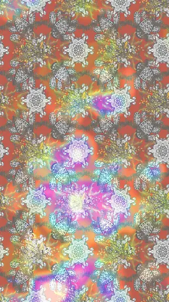 Düz Çiçek Elementleri Tasarımı. Raster illüstrasyonu. Chichi 'nin kumaş kalıbını çiz. Çiçek deseni. Renkli Bahar Teması çizim şablonu.